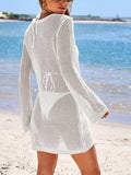 Long Sleeve Crochet Knit Cover Up Dress