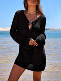 Long Sleeve Crochet Knit Cover Up Dress