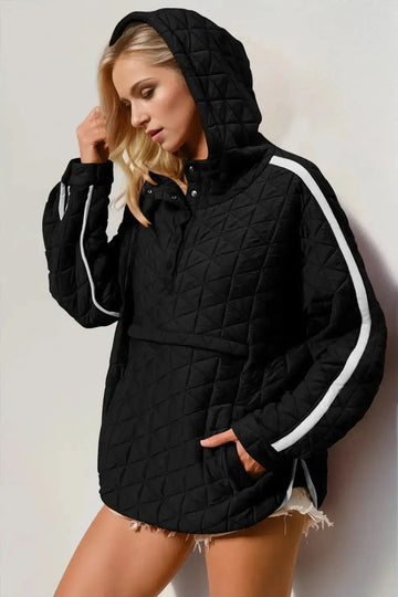 Long Sleeve Hoodie with Pocket Black / S