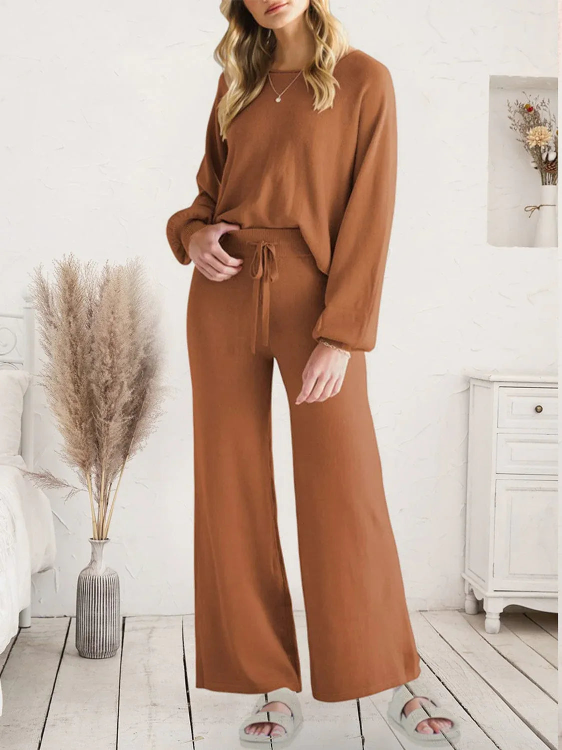Long Sleeve Lounge Set for Women Caramel / S