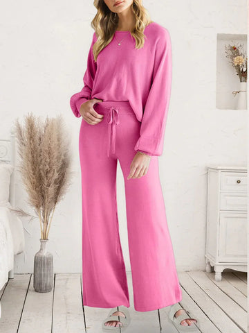 Long Sleeve Lounge Set for Women Pink / S