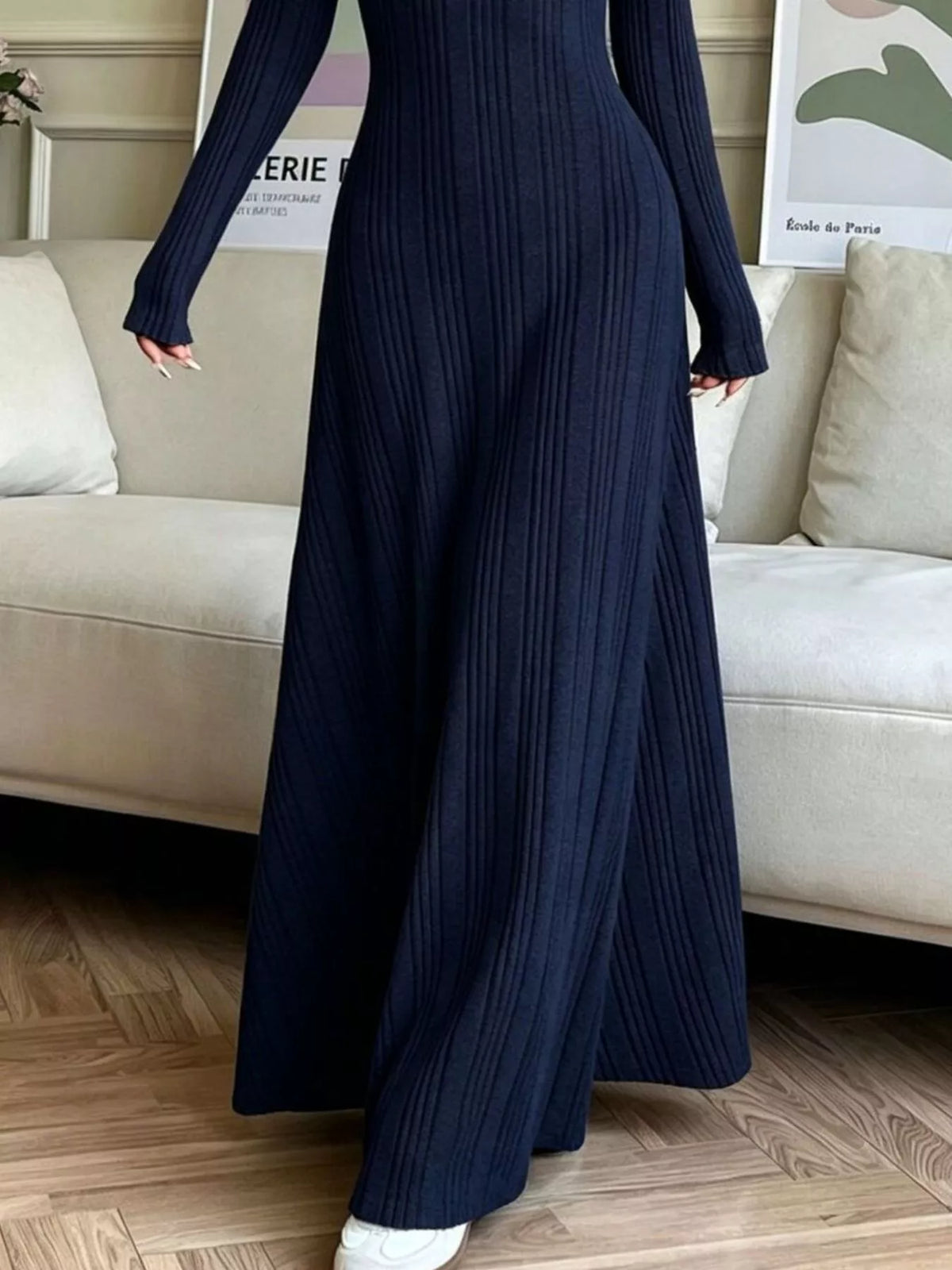 Long Sleeve Ribbed Knit Dress