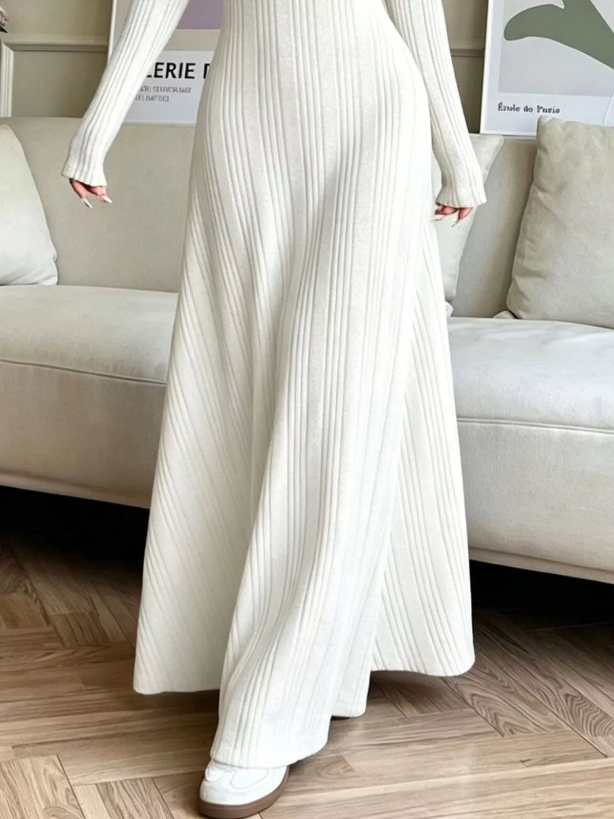 Long Sleeve Ribbed Knit Dress
