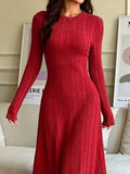 Long Sleeve Ribbed Knit Dress