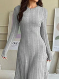 Long Sleeve Ribbed Knit Dress