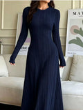 Long Sleeve Ribbed Knit Dress