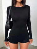 Long Sleeve Ruched Active Romper Black / S
