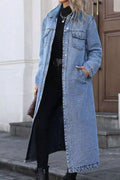 Longline Denim Button-Down Jacket