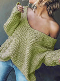 Loose Fit Long Sleeve Sweater Yellow-green / S