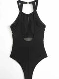 Backless Striped One Piece Swimsuit