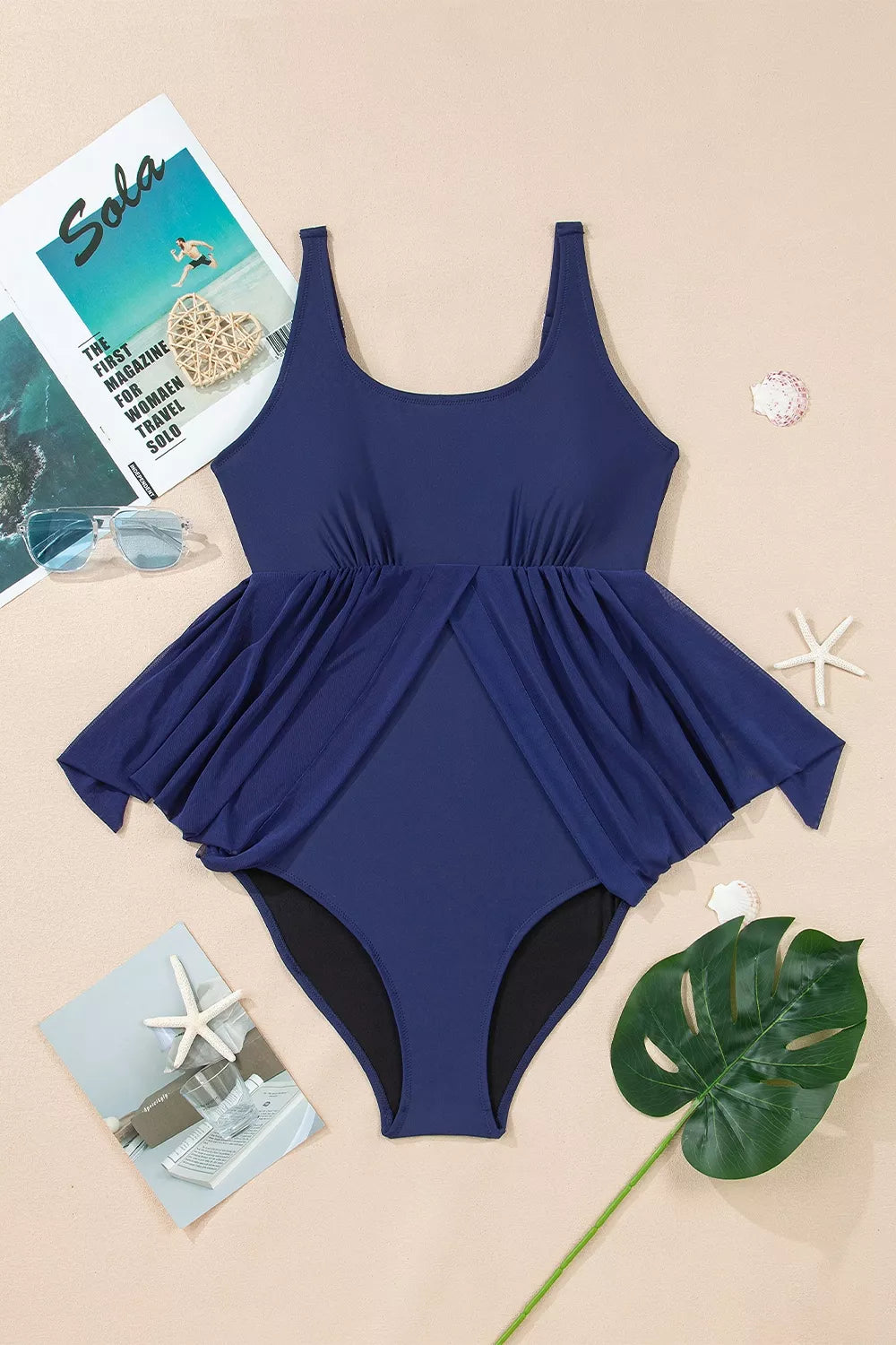 Mesh Patchwork V-Neck Half Sleeve One-Piece Swimsuit