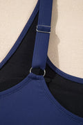 Mesh Patchwork V-Neck Half Sleeve One-Piece Swimsuit