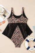 Mesh Patchwork V-Neck Half Sleeve One-Piece Swimsuit