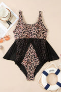 Mesh Patchwork V-Neck Half Sleeve One-Piece Swimsuit