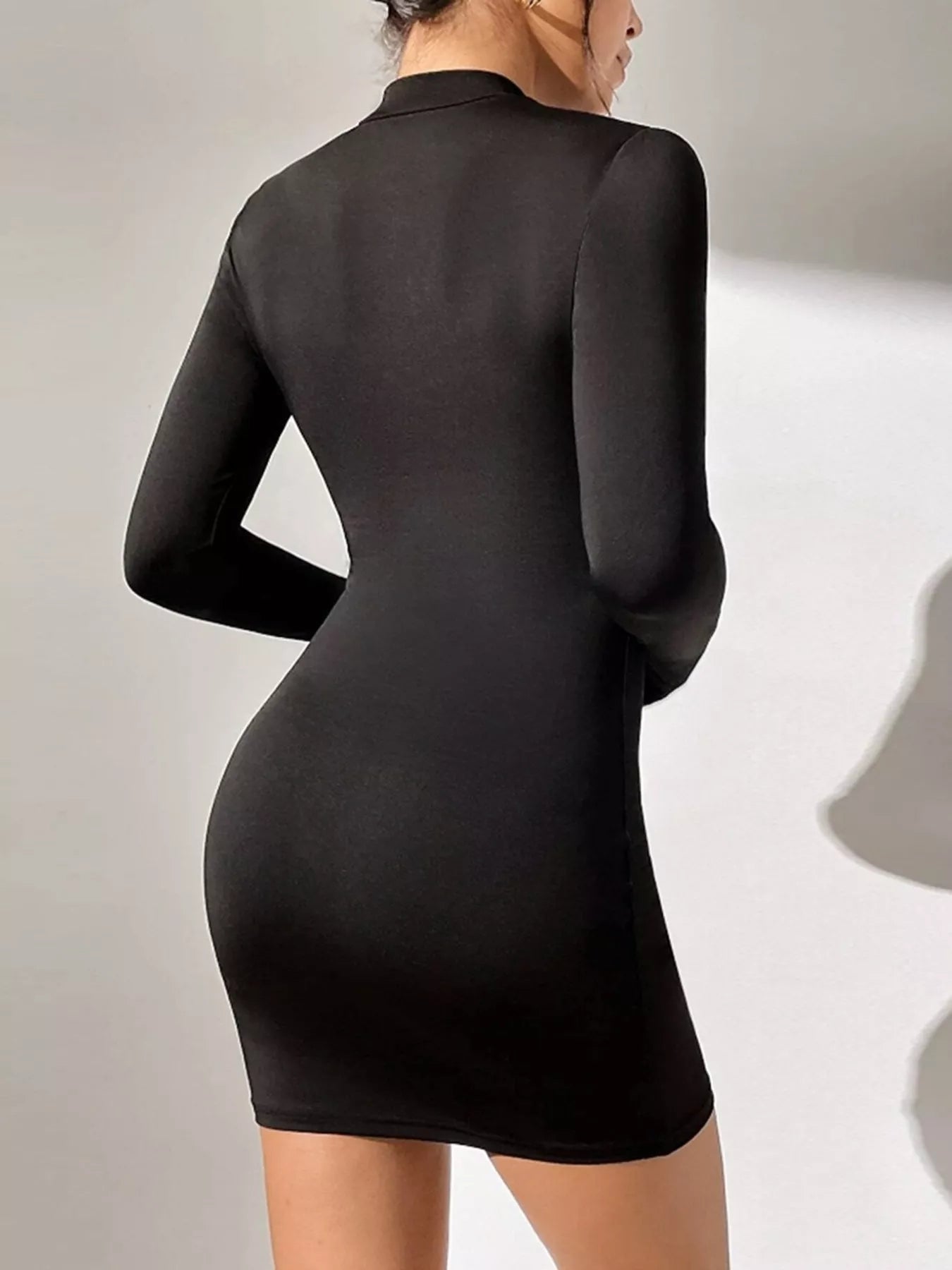 Mock Neck Long Sleeve Bodycon Mini Dress