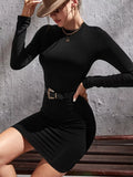 Mock Neck Long Sleeve Bodycon Mini Dress