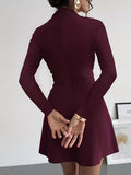 Mock Neck Long Sleeve Mini Dress