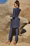 Mock Neck Long Sleeve Top & Pants Swim Set
