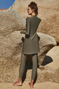 Mock Neck Long Sleeve Top & Pants Swim Set
