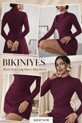 Mock Neck Mini Dress