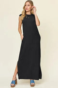 Mock Neck Sleeveless Maxi Dress