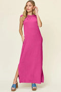 Mock Neck Sleeveless Maxi Dress