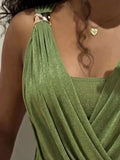 Ruched Wrap-Front Sleeveless Mini Dress