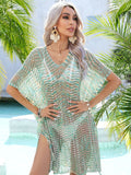 Multicolor Openwork Tassel Slit Swim Cover-Up