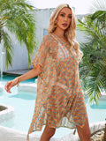 Multicolor Openwork Tassel Slit Swim Cover-Up