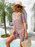 Multicolor Openwork Tassel Slit Swim Cover-Up