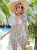 Multicolor Openwork Tassel Slit Swim Cover-Up