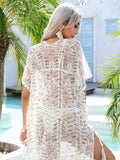 Multicolor Openwork Tassel Slit Swim Cover-Up