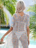 Multicolor Openwork Tassel Slit Swim Cover-Up