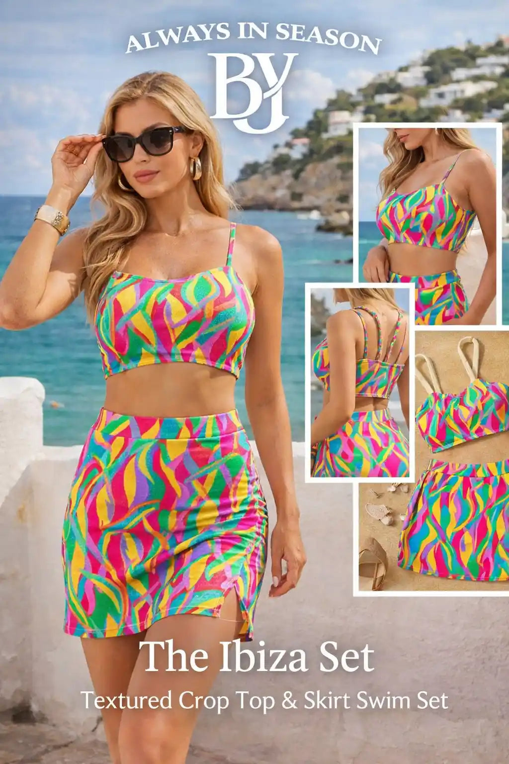 Abstract Print High Waist Bikini Set