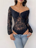 Off-Shoulder Lace Top Black / S