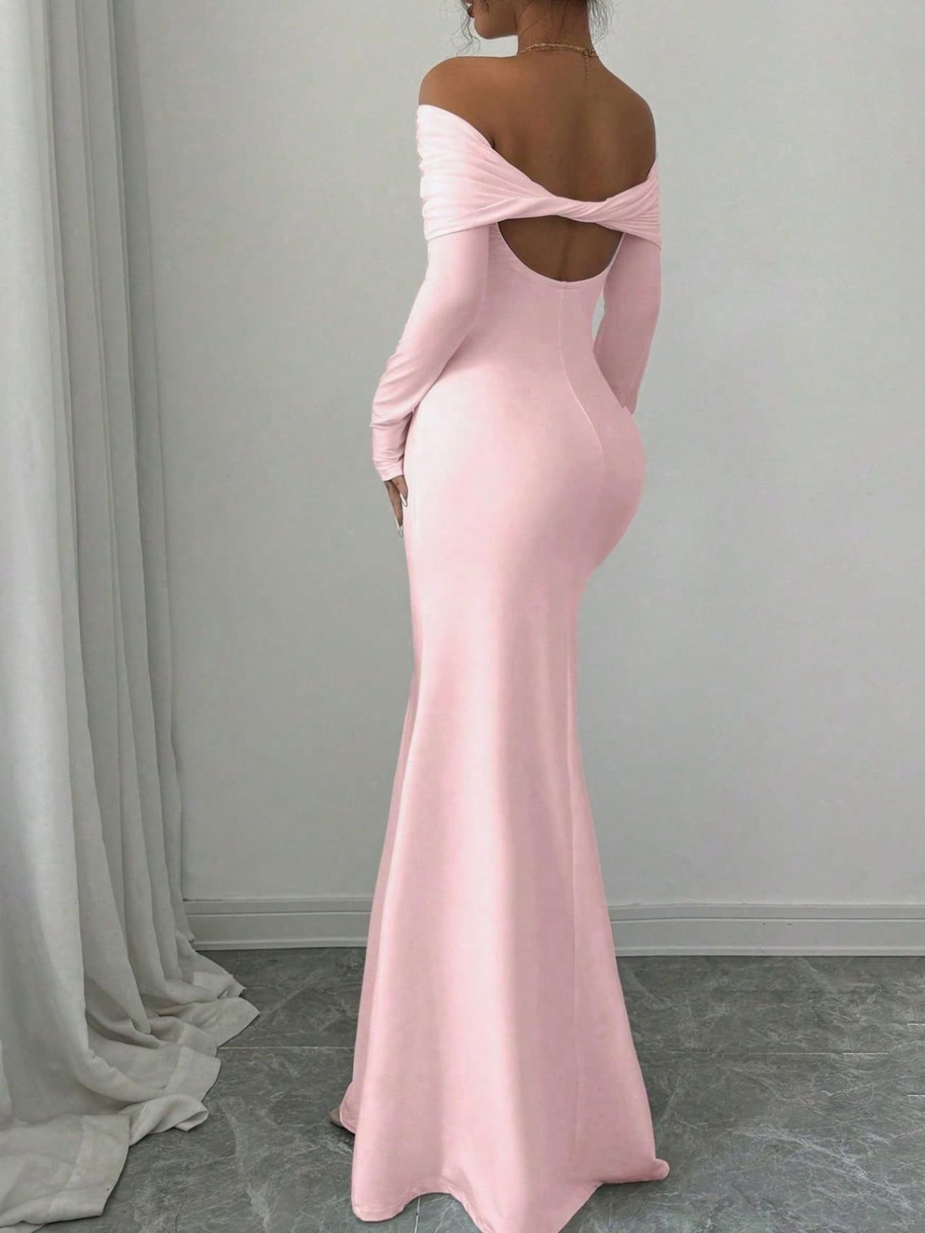 Off-Shoulder Ruched Bodycon Maxi Dress