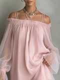 Off-Shoulder Sheer-Sleeve Mini Dress - product view 3