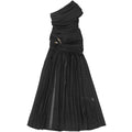 One-Shoulder Ruched High-Slit Maxi Dress