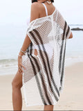 Open Front Contrast Openwork Cover-Up