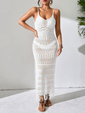 Openwork Scoop Neck Cover-Up Dress White / S