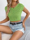 Openwork Cap Sleeve Sweater Top