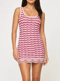 Openwork Chevron Knit Tank Dress