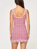 Openwork Chevron Knit Tank Dress