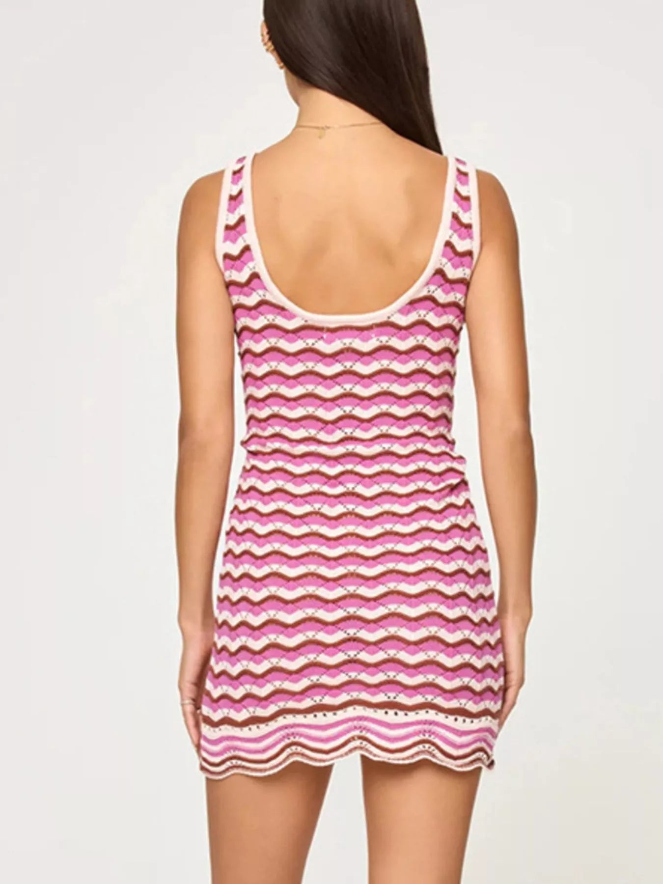 Openwork Chevron Knit Tank Dress