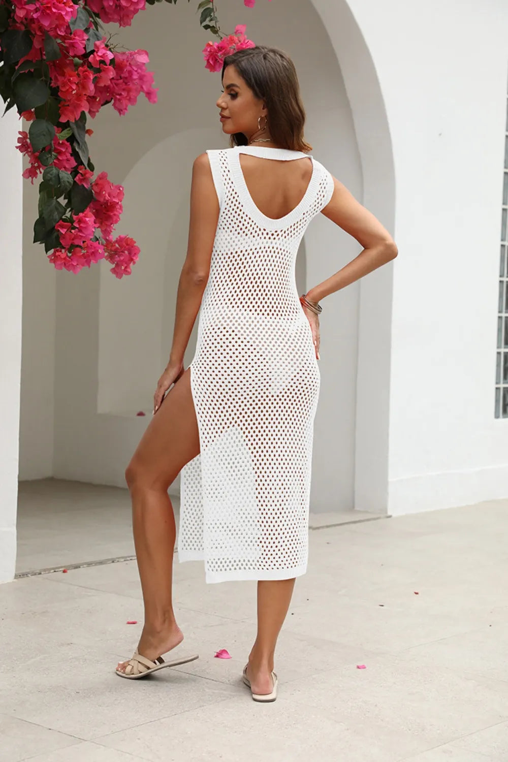 Openwork Cutout Sleeveless Cover Up Dress