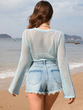Openwork Long Sleeve Swim Cover-Up