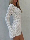 Openwork Long Sleeve Knit Dress