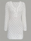 Openwork Long Sleeve Knit Dress