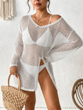 Openwork V-Neck Slit Cover-Up
