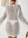 Openwork V-Neck Slit Cover-Up